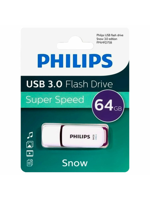 Флеш-диск 64 GB PHILIPS SNOW, разъем USB 3.0, фиолетовый, FM64FD75B/97