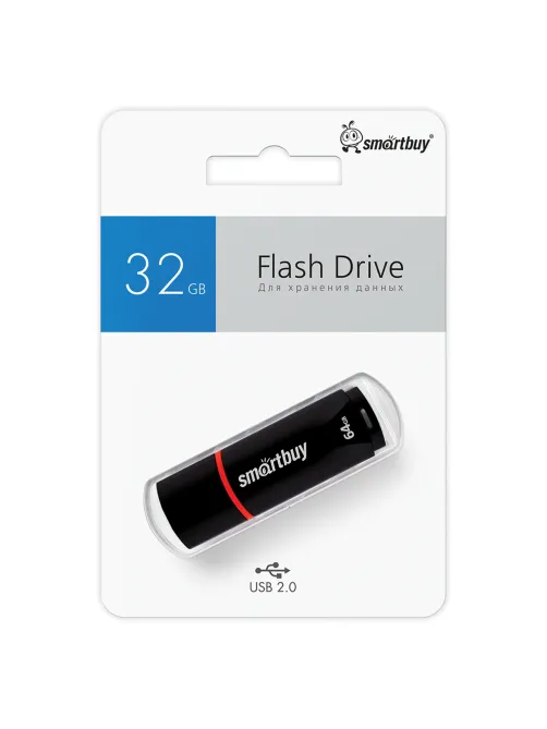 Флеш-диск 64 GB, SMARTBUY Crown, USB 2.0, черный, SB64GBCRW-K