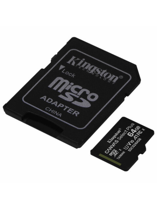 Карта памяти microSDXC 64 GB KINGSTON Canvas Select Plus, UHS-I U1, 100 Мб/с (class 10), адаптер, SDCS2/64GB