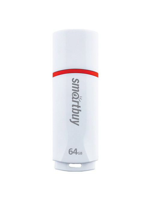 Флеш-диск 64 GB, SMARTBUY Crown, USB 2.0, белый, SB64GBCRW-W