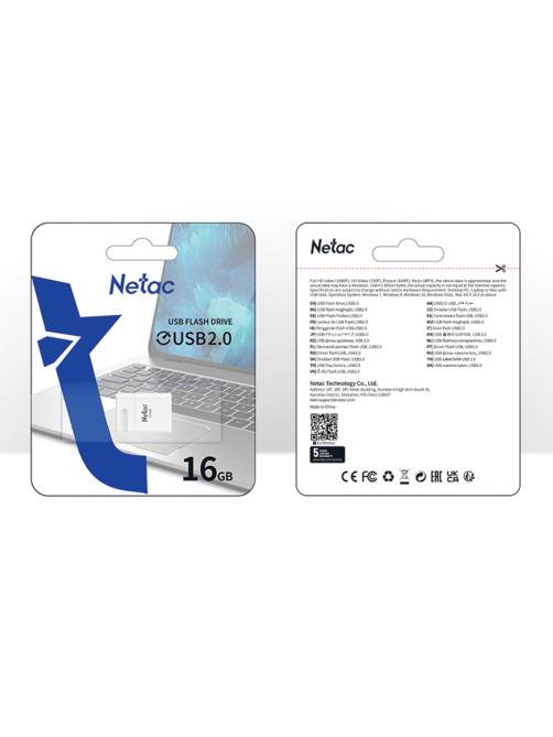Флеш-диск 16 GB NETAC U116, USB 2.0, белый, NT03U116N-016G-20WH