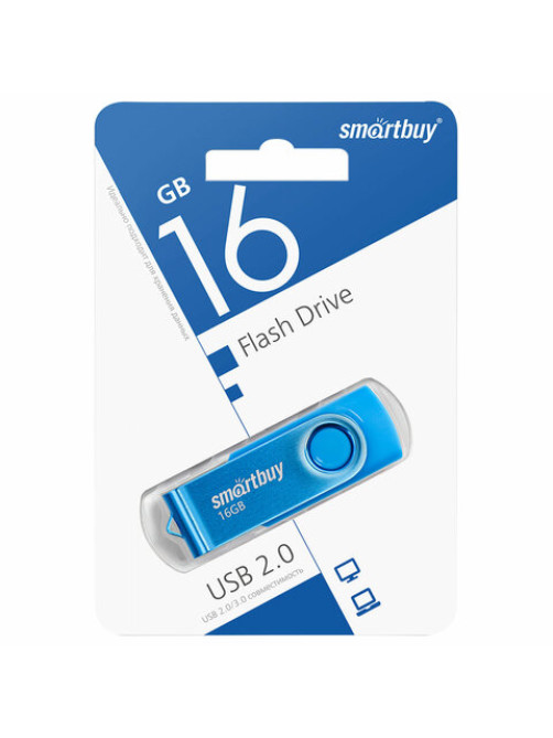 Флеш-диск 16 GB SMARTBUY Twist USB 2.0, синий, SB016GB2TWB