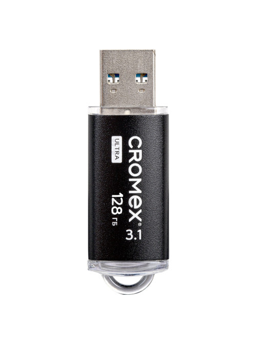 Флеш-диск 128 GB, CROMEX (КРОМЕКС) Ultra USB 3.1, металлический корпус, черный, 514165