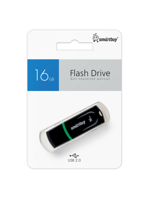 Флеш-диск 16 GB, SMARTBUY Paean, USB 2.0, черный, SB16GBPN-K
