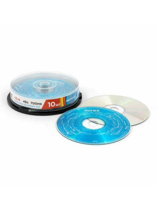 Диск CD-R MIREX, 700 Мб, 48x, Cake Box (упаковка на шпиле), КОМПЛЕКТ 10 шт., UL120051A8L