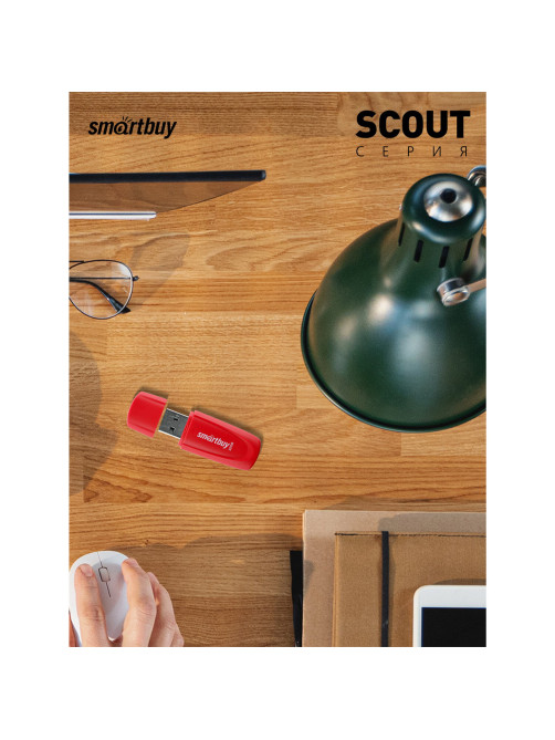 Флеш-диск 32 GB SMARTBUY Scout USB 2.0, красный, SB032GB2SCR