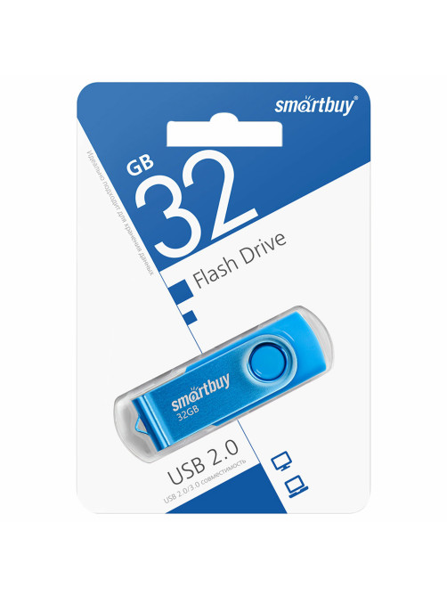 Флеш-диск 32 GB SMARTBUY Twist USB 2.0, синий, SB032GB2TWB