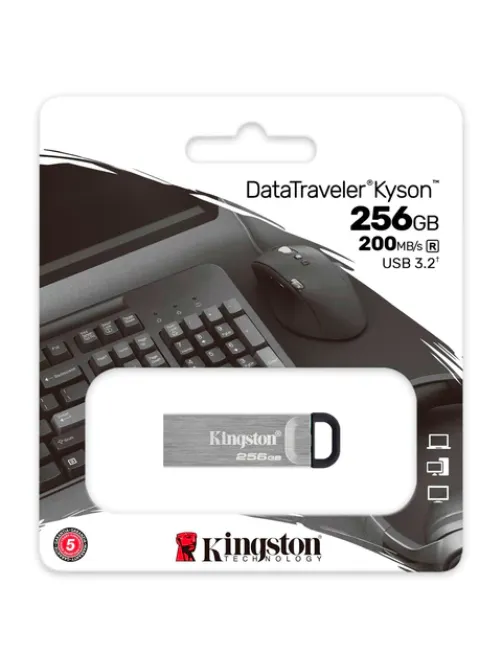 Флеш-диск 256 GB KINGSTON DataTraveler Kyson, разъем USB 3.2, серебряный, DTKN/256GB