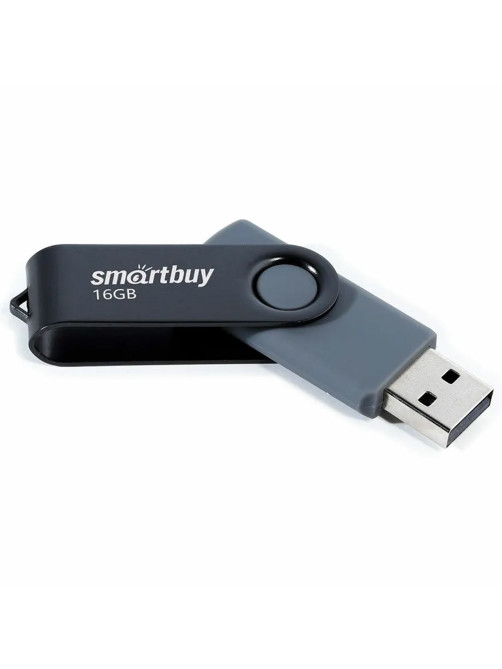 Флеш-диск 16 GB SMARTBUY Twist USB 2.0, черный, SB016GB2TWK