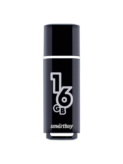 Флеш-диск 16 GB, SMARTBUY Glossy, USB 2.0, черный, SB16GBGS-K