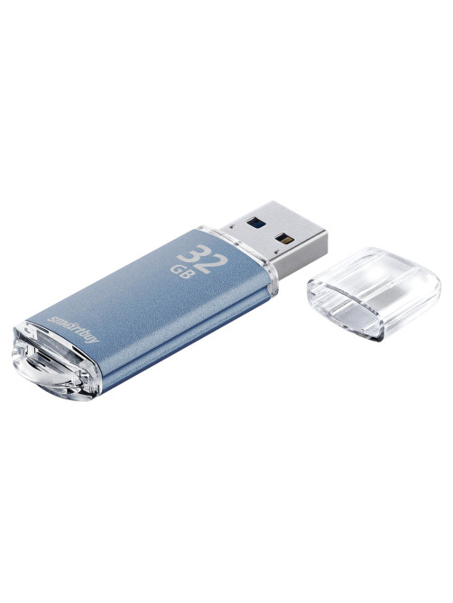 Флеш-диск 32 GB, SMARTBUY V-Cut, USB 2.0, металлический корпус, синий, SB32GBVC-B