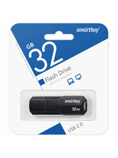 Флеш-диск 32GB SMARTBUY Clue USB 2.0, черный, SB32GBCLU-K