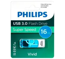Флеш-диск 16 GB PHILIPS VIVID, разъем USB 3.0, синий, FM16FD00B/97