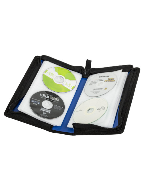 Портмоне для CD/DVD BRAUBERG на 96 дисков, обложка пластиковая, синий, 510091