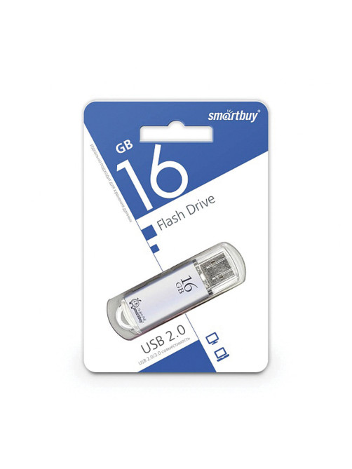 Флеш-диск 16 GB, SMARTBUY V-Cut, USB 2.0, металлический корпус, серебристый, SB16GBVC-S