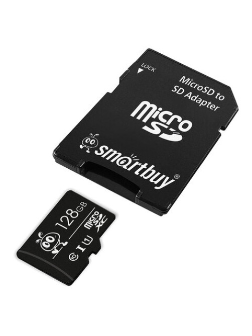 Карта памяти micro SDXC, 128 GB, SMARTBUY, UHS-1 U1, 80 Мб/сек. (class 10), с адаптером, SB128GBSDCL1001