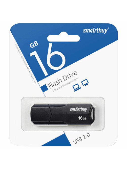 Флеш-диск 16 GB SMARTBUY Clue USB 2.0, черный, SB16GBCLU-K