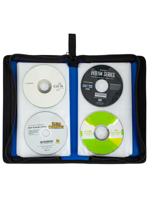 Портмоне для CD/DVD BRAUBERG на 96 дисков, обложка пластиковая, синий, 510091