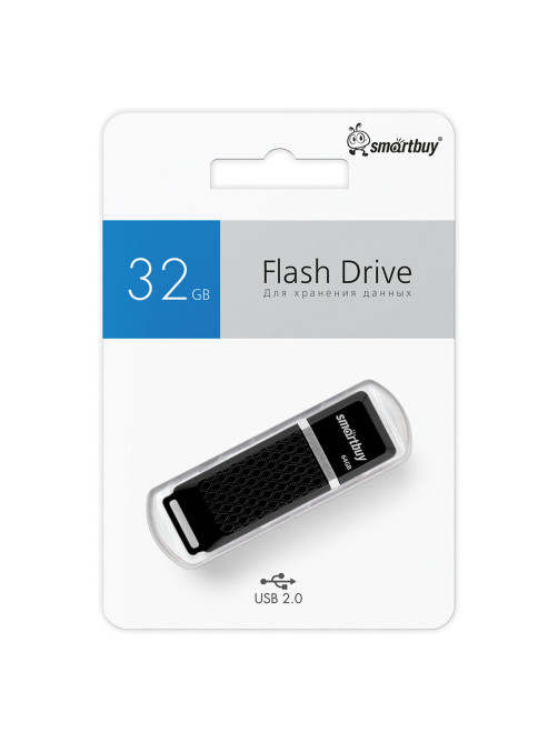 Флеш-диск 64 GB SMARTBUY Quartz USB 2.0, черный, SB64GBQZ-K