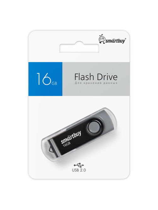 Флеш-диск 16 GB SMARTBUY Twist USB 2.0, черный, SB016GB2TWK