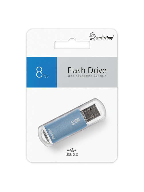 Флеш-диск 8 GB, SMARTBUY V-Cut, USB 2.0, металлический корпус, синий, SB8GBVC-B