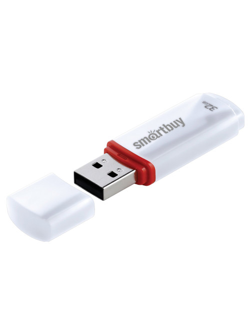 Флеш-диск 32 GB, SMARTBUY Crown, USB 2.0, белый, SB32GBCRW-W