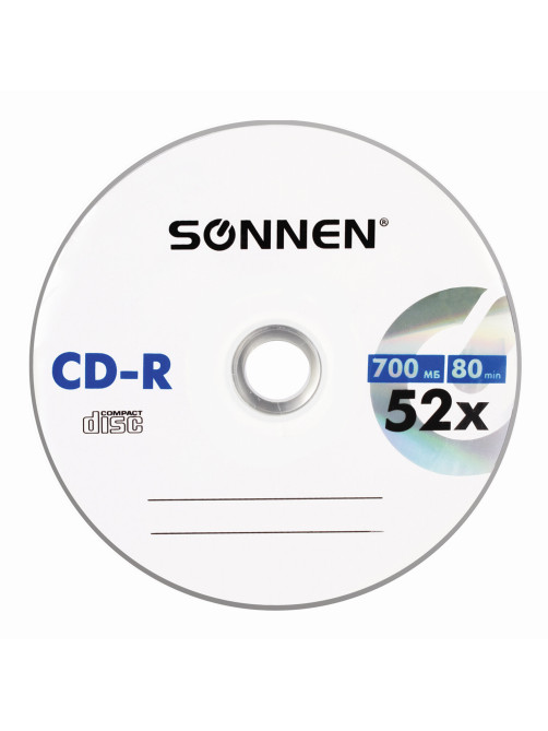 Диск CD-R SONNEN 700 Mb 52x Bulk (термоусадка без шпиля), КОМПЛЕКТ 50 шт., 512571