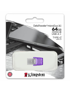 Флеш-диск 64 GB KINGSTON DataTraveler microDuo 3C, разъем USB 3.2, Type-C, фиолетовый, DTDUO3CG3/64GB