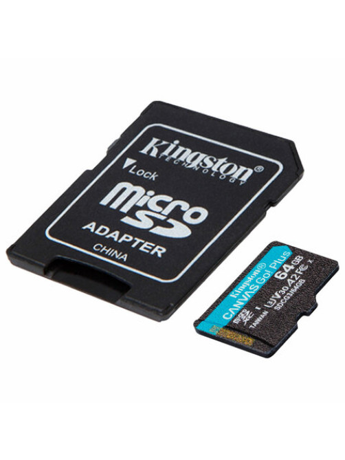 Карта памяти microSDXC 64GB KINGSTON Canvas Go Plus UHS-I U3, 170 Мб/с (class 10), SDCG3/64GB