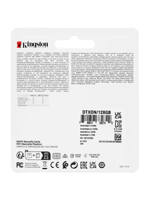 Флеш-диск 128 GB KINGSTON DataTraveler Exodia Onyx, разъем USB 3.2, черный, DTXON/128GB
