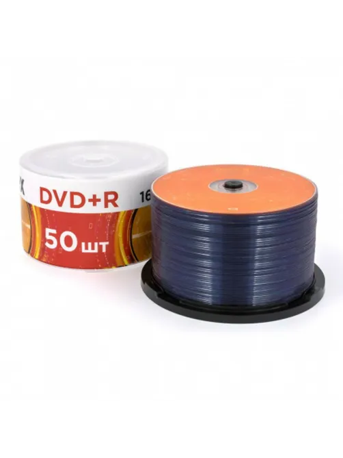 Диск DVD+R (плюс) MIREX, 4,7 Гб, 16x, Cake Box (упаковка на шпиле), КОМПЛЕКТ 50 шт., UL130013A1B
