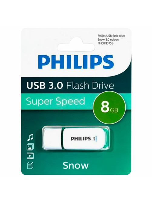 Флеш-диск 8 GB PHILIPS SNOW, разъем USB 3.0, зеленый, FM08FD75B/97