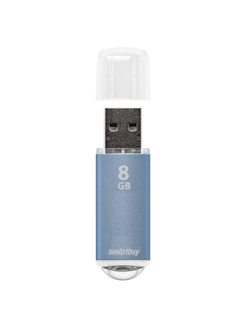 Флеш-диск 8 GB, SMARTBUY V-Cut, USB 2.0, металлический корпус, синий, SB8GBVC-B