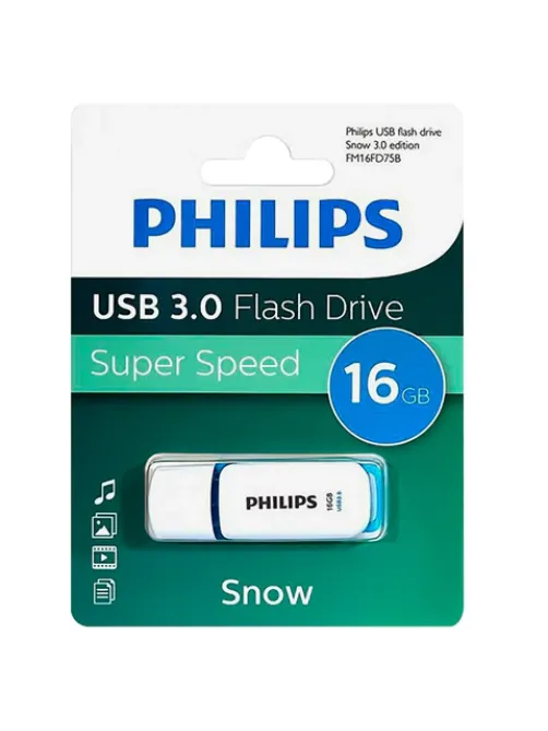 Флеш-диск 16 GB PHILIPS SNOW, разъем USB 3.0, синий, FM16FD75B/97