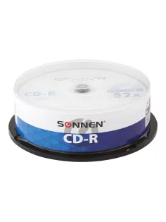 Диск CD-R SONNEN, 700 Mb, 52x, Cake Box (упаковка на шпиле) КОМПЛЕКТ 25 шт., 513531