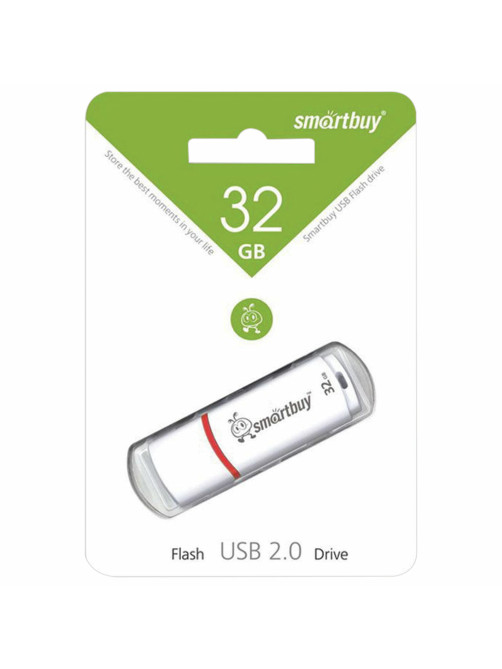 Флеш-диск 32 GB, SMARTBUY Crown, USB 2.0, белый, SB32GBCRW-W