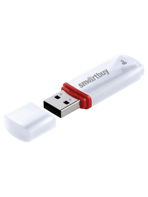 Флеш-диск 8 GB, SMARTBUY Crown, USB 2.0, белый, SB8GBCRW-W