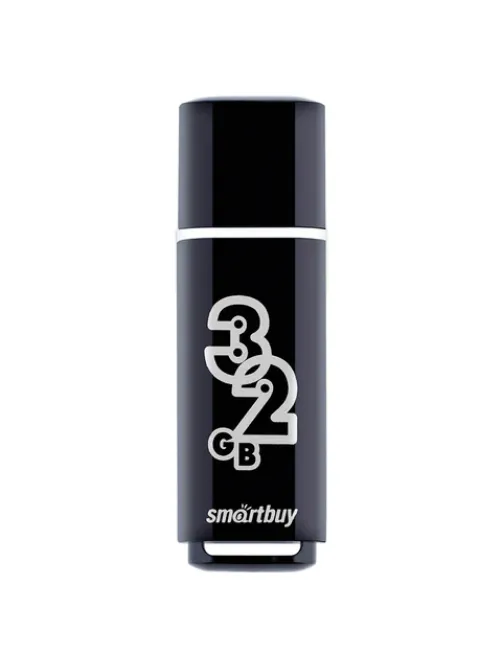 Флеш-диск 32 GB, SMARTBUY Glossy, USB 2.0, черный, SB32GBGS-K