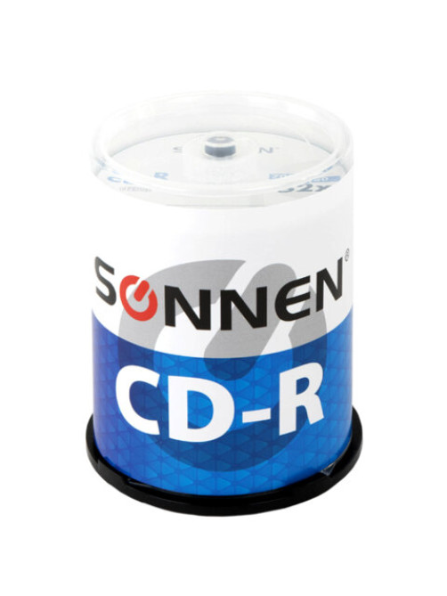 Диск CD-R SONNEN, 700 Mb, 52x, Cake Box (упаковка на шпиле) КОМПЛЕКТ 100 шт., 513533
