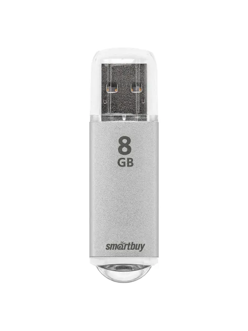 Флеш-диск 8 GB, SMARTBUY V-Cut, USB 2.0, металлический корпус, серебристый, SB8GBVC-S