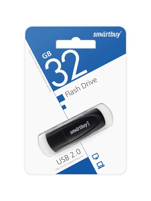 Флеш-диск 32 GB SMARTBUY Scout USB 2.0, черный, SB032GB2SCK