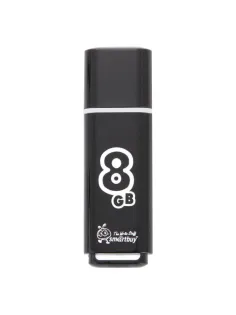 Флеш-диск 8 GB, SMARTBUY Glossy, USB 2.0, черный, SB8GBGS-K