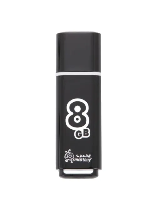 Флеш-диск 8 GB, SMARTBUY Glossy, USB 2.0, черный, SB8GBGS-K