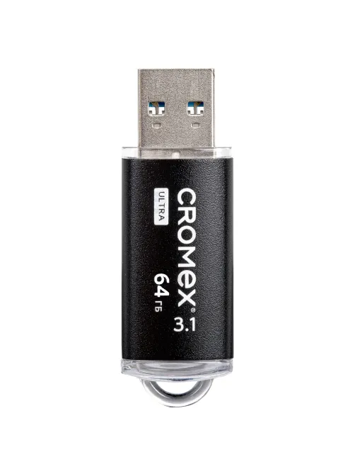 Флеш-диск 64 GB, CROMEX (КРОМЕКС) Ultra USB 3.1, металлический корпус, черный, 514164