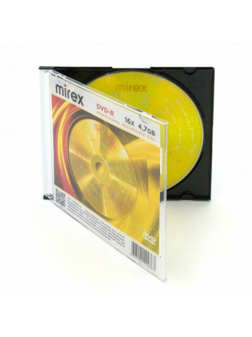 Диск DVD-R MIREX, 4,7 ГБ, 16x, Slim Case, 1 штука, UL130003A1S