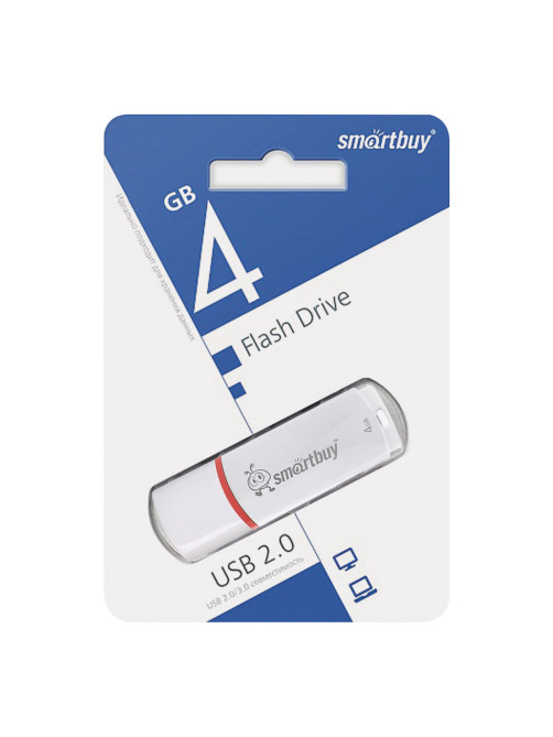 Флеш-диск 4 GB, SMARTBUY Crown, USB 2.0, белый, SB4GBCRW-W