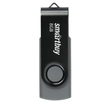 Флеш-диск 8 GB SMARTBUY Twist USB 2.0, черный, SB008GB2TWK