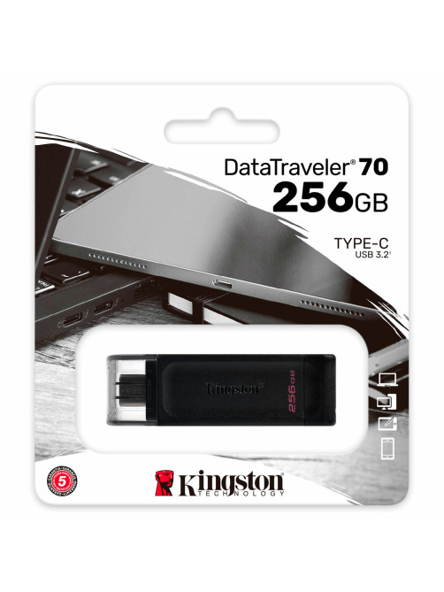 Флеш-диск 256 GB KINGSTON DataTraveler 70, разъем Type-C 3.2, черный, DT70/256GB