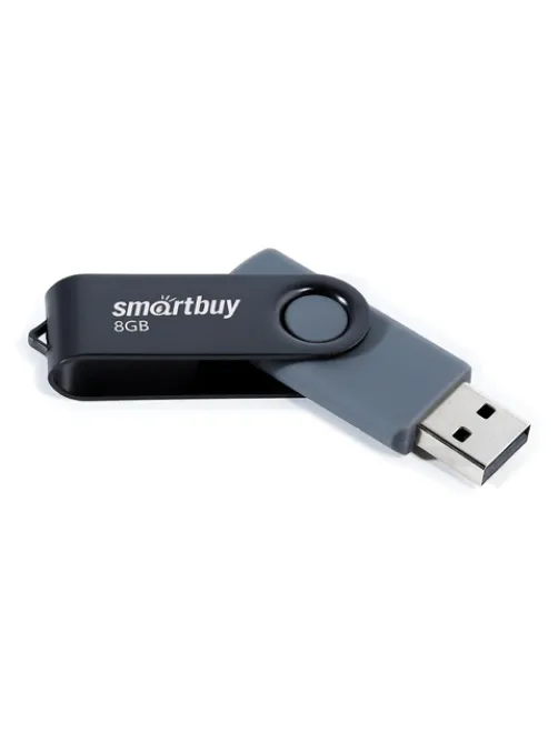 Флеш-диск 8 GB SMARTBUY Twist USB 2.0, черный, SB008GB2TWK