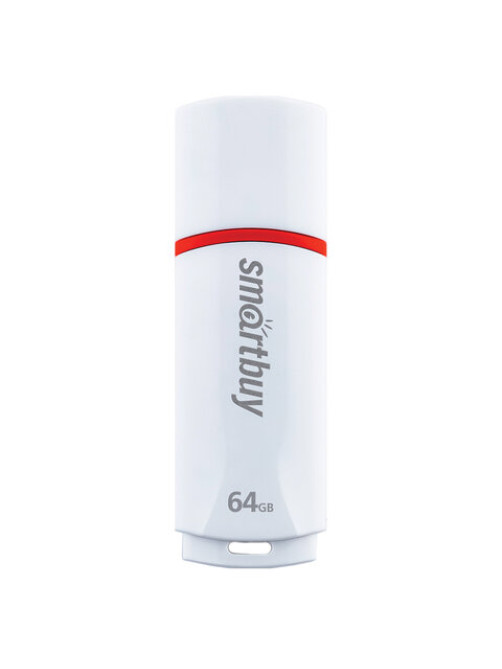 Флеш-диск 64 GB, SMARTBUY Crown, USB 2.0, белый, SB64GBCRW-W